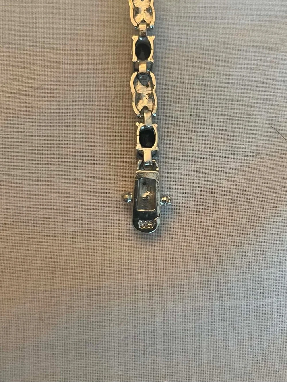 Sterling Silver Black Stone Butterfly Link Bracelet 7.5”